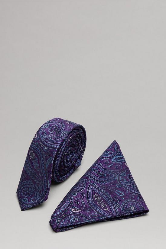 Burton Purple And Blue Paisley Skinny Tie Set 1