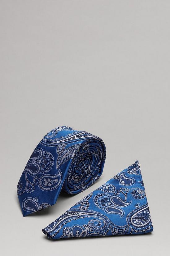 Burton Blue And Grey Paisley Tie And Pocket Square Set 2