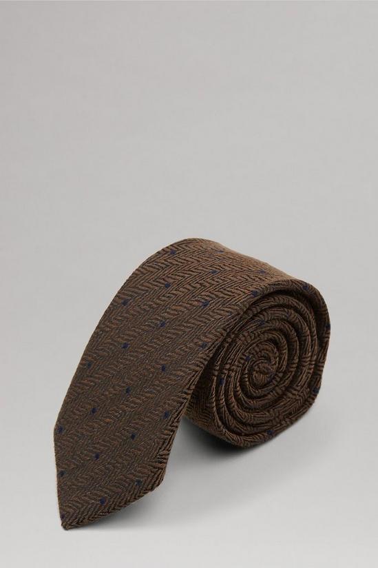 Burton Brown Herringbone Spot Wool Tie 1