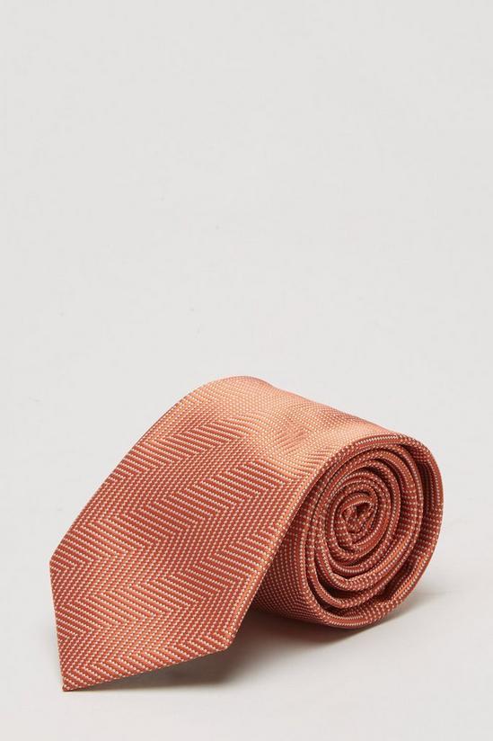 Burton Orange Herringbone Jacquard Wide Tie 1
