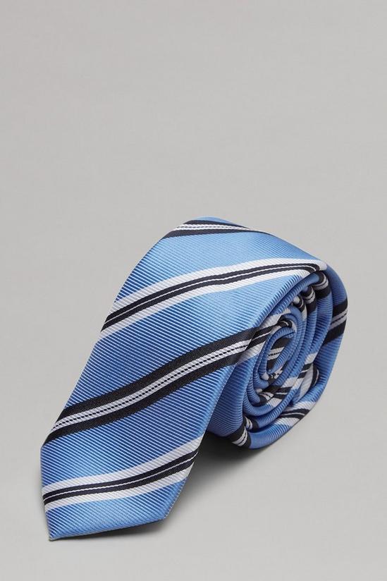 Burton Blue And Navy Grain Stripe Tie 1