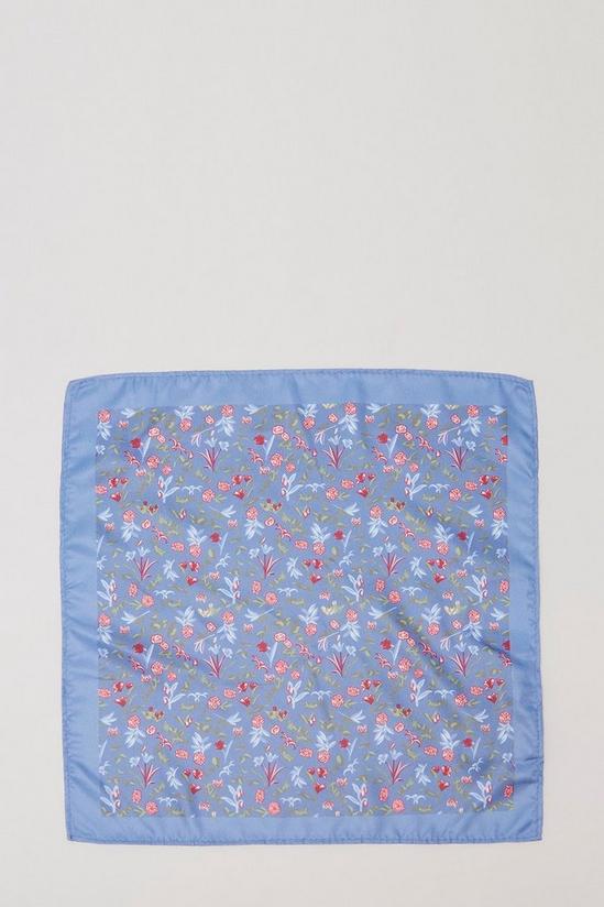 Burton Blue Ditsy Floral Printed Pocket Square 1