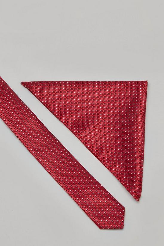 Burton Red Mini Spot Skinny Tie And Pocket Square Set 3