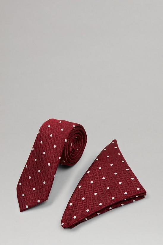 Burton Red Spot Tie And Pocket Square Set 1
