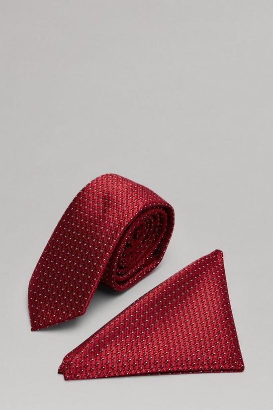 Burton Red Mini Spot Tie And Pocket Square Set 1