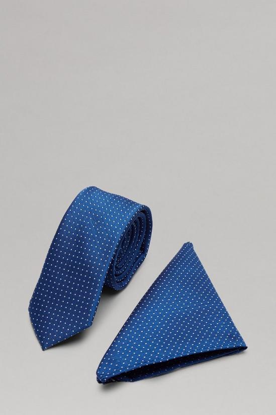 Burton Bright Blue Mini Spot Tie And Pocket Square Set 1