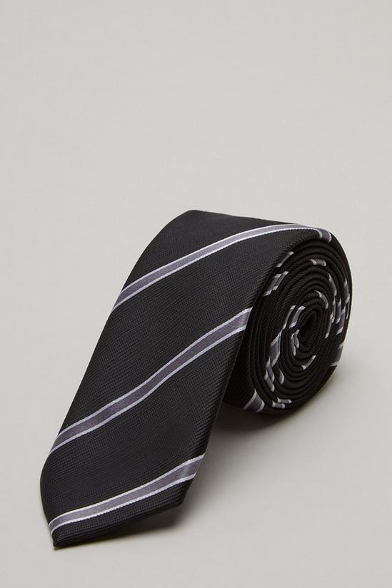 Burton Black And Silver Grain Stripe Tie 1
