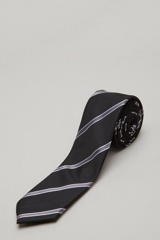 Burton Black And Silver Grain Stripe Tie 2