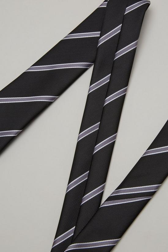 Burton Black And Silver Grain Stripe Tie 3