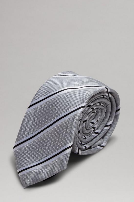 Burton Grey Grain Stripe Tie 1