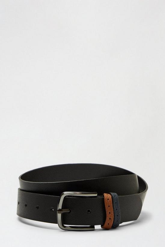 Burton Leather Black Double Contrast Keeper Belt 1