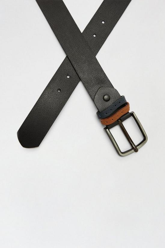 Burton Leather Black Double Contrast Keeper Belt 2