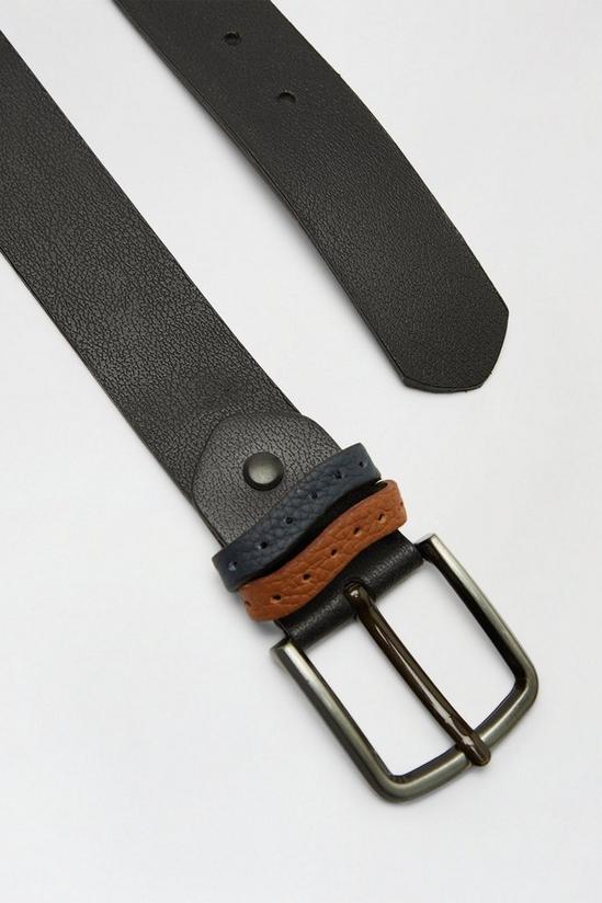 Burton Leather Black Double Contrast Keeper Belt 3