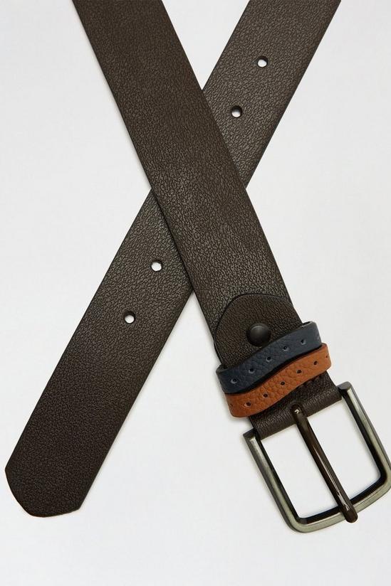 Burton Leather Brown Double Contrast Keeper Belt 2