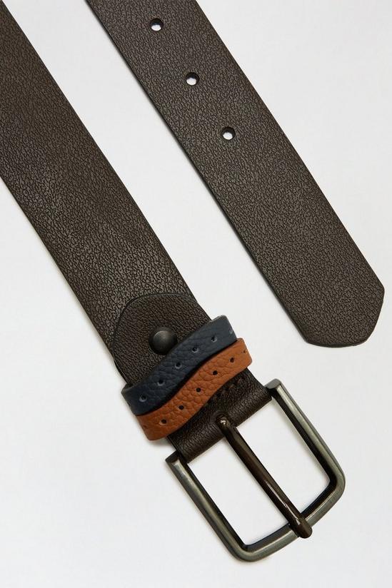 Burton Leather Brown Double Contrast Keeper Belt 3