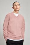 Burton Relaxed Fit Pink Knitted V-Neck Jumper thumbnail 1