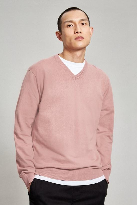 Burton Relaxed Fit Pink Knitted V-Neck Jumper 1