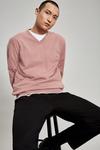 Burton Relaxed Fit Pink Knitted V-Neck Jumper thumbnail 4
