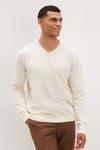 Burton Cotton Rich Ecru Relaxed Fit Knitted V-Neck thumbnail 2