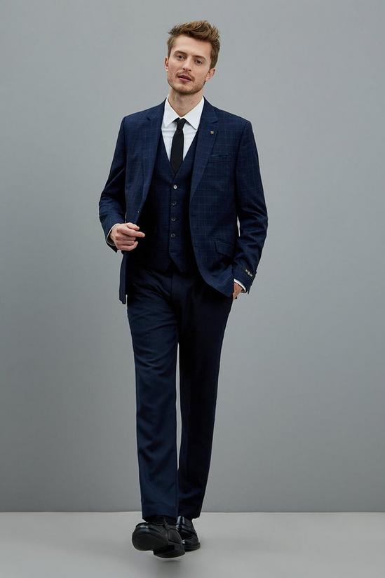 Burton Slim Blue Scratchy Check Suit Waistcoat 2