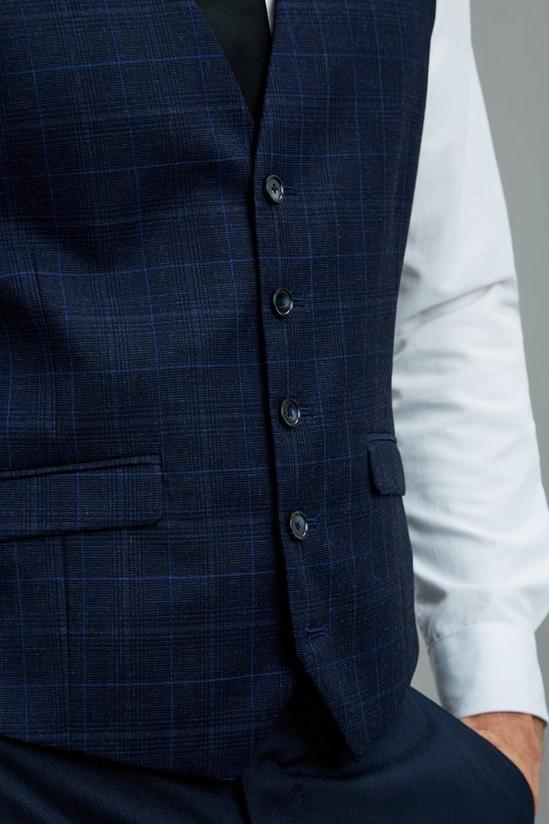 Burton Slim Blue Scratchy Check Suit Waistcoat 6