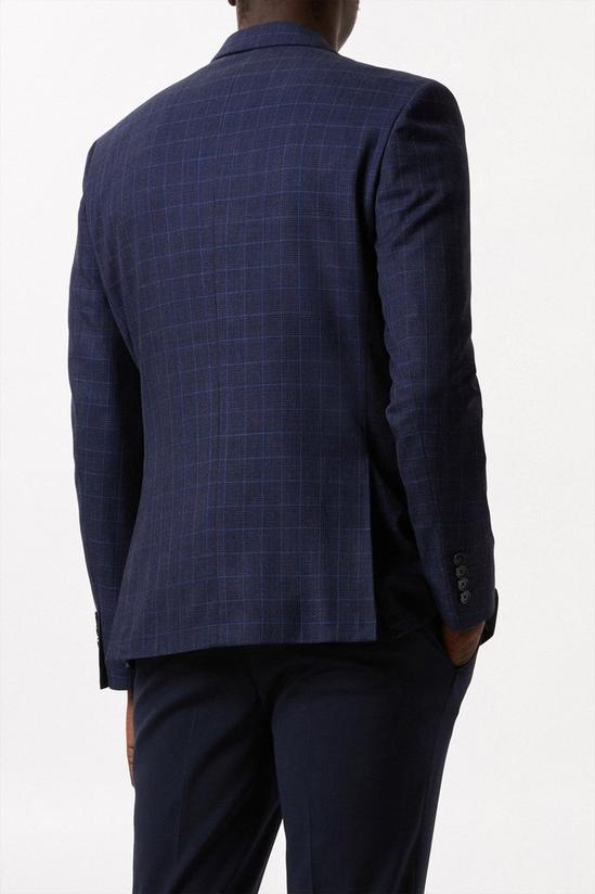 Burton Slim Fit Blue Check Suit Jacket 3