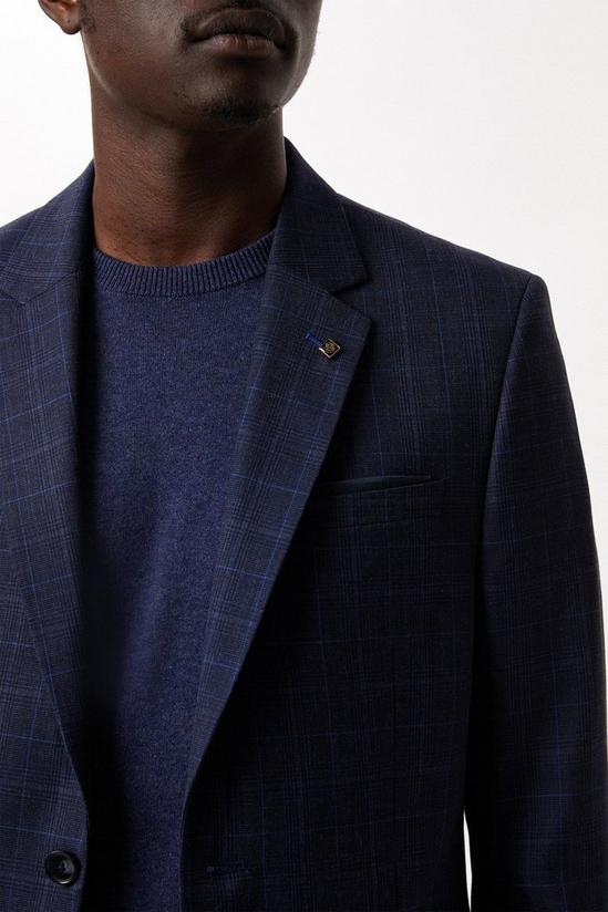 Burton Slim Fit Blue Check Suit Jacket 4