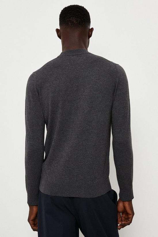 Burton Cotton Rich Charcoal Knitted Turtle Neck Jumper 3