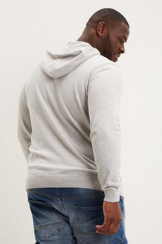 Burton Plus And Tall Light Grey Marl Knitted Hoodie 3
