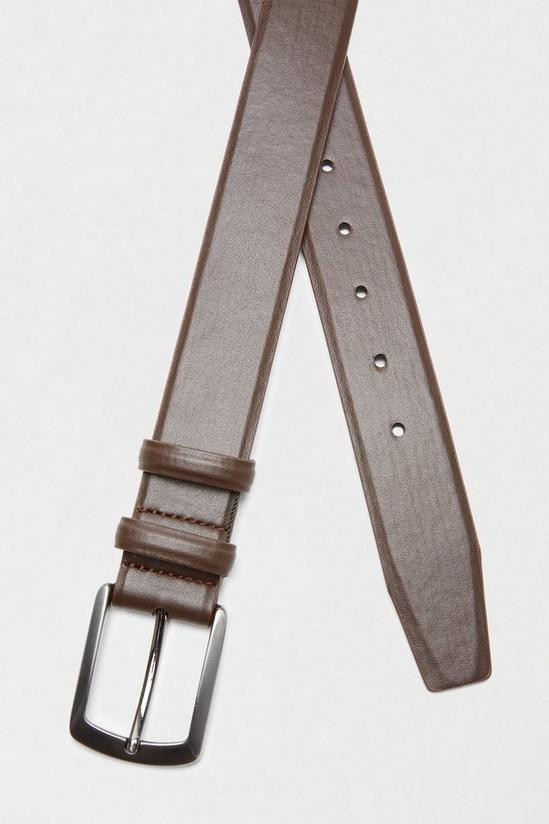 Burton Brown Leather look Belt With Silver Buckle 2