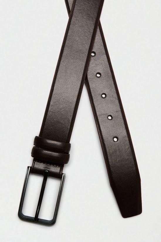 Burton Dark Brown Leather look Belt With Silver Buckle 2