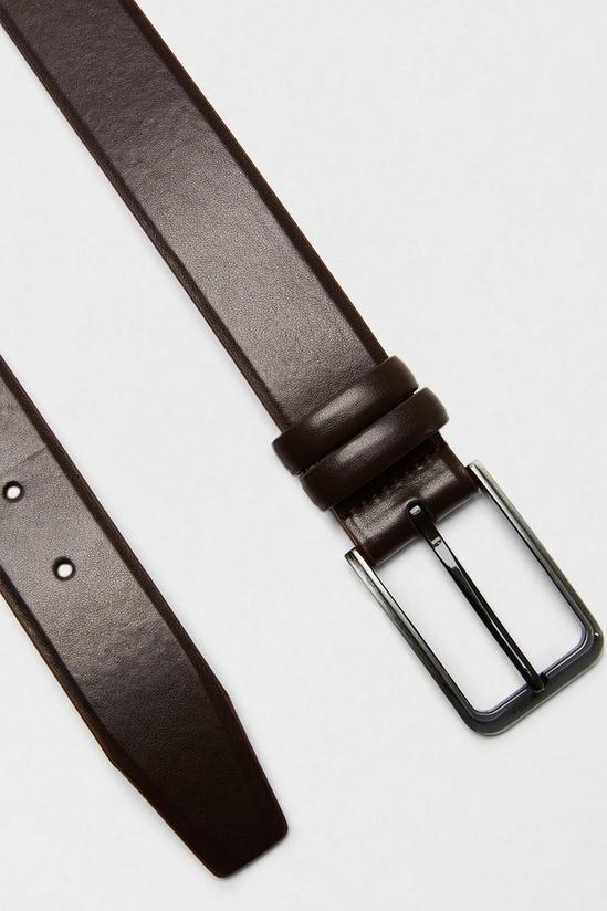 Burton Dark Brown Leather look Belt With Silver Buckle 3