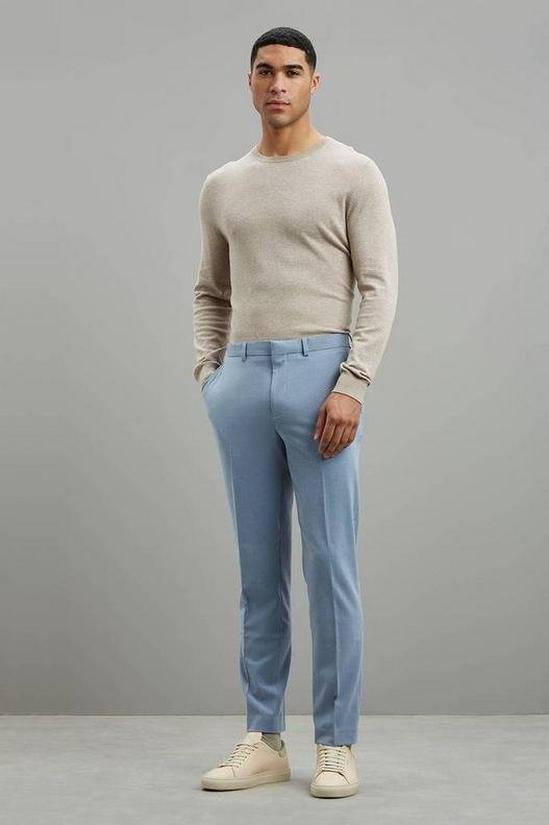 Burton Slim Fit Blue Basketweave Suit Trousers 1