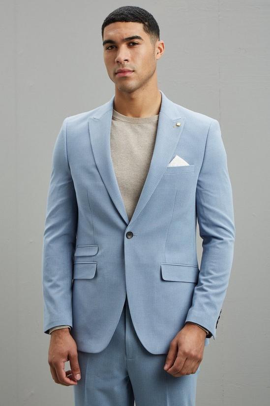 Burton Slim Fit Blue Basketweave Suit Trousers 5