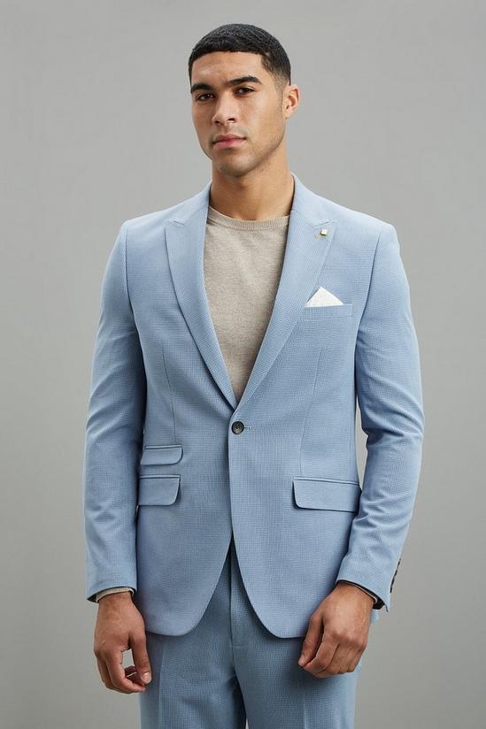 Burton Slim Fit Blue Basketweave Suit Jacket 1