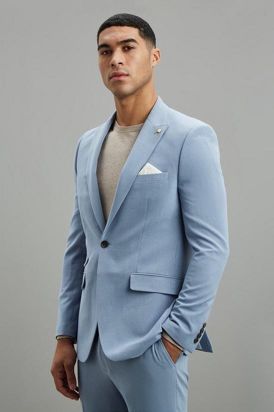 Burton Slim Fit Blue Basketweave Suit Jacket 2