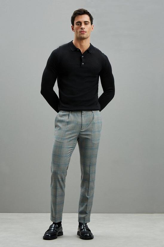Burton Skinny Fit Aqua Bold Check Suit Trousers 1
