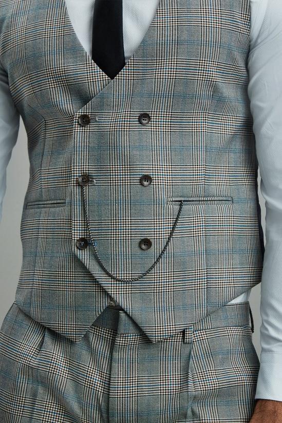 Burton Skinny Fit Aqua Bold Check Waistcoat 6
