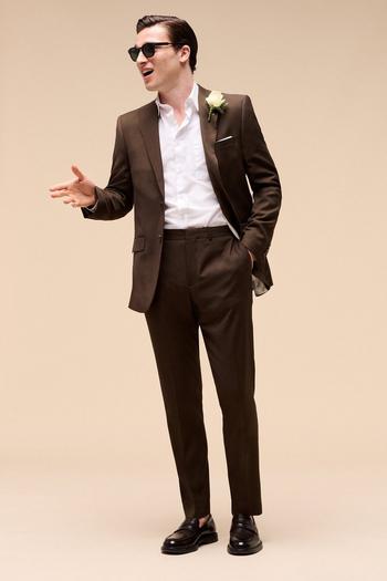 Related Product Slim Fit Brown Texture Suit Jacket