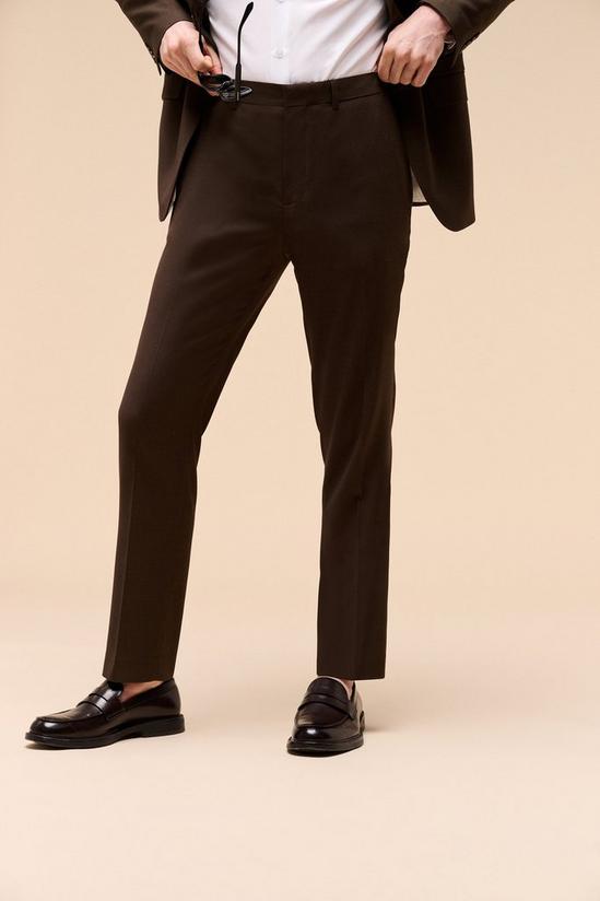 Burton Slim Fit Brown Texture Suit Trousers 1