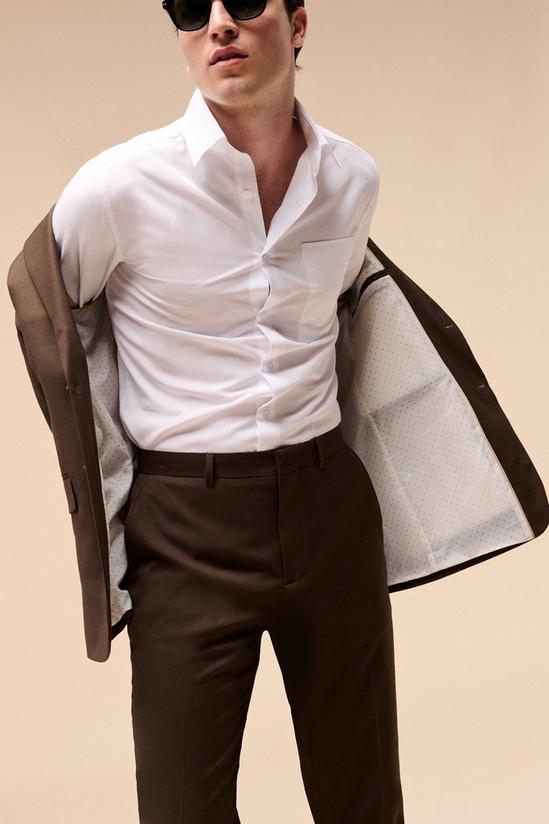 Burton Slim Fit Brown Texture Suit Trousers 2