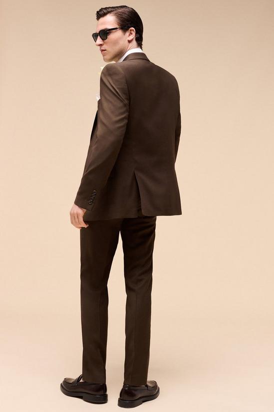 Burton Slim Fit Brown Texture Suit Trousers 3