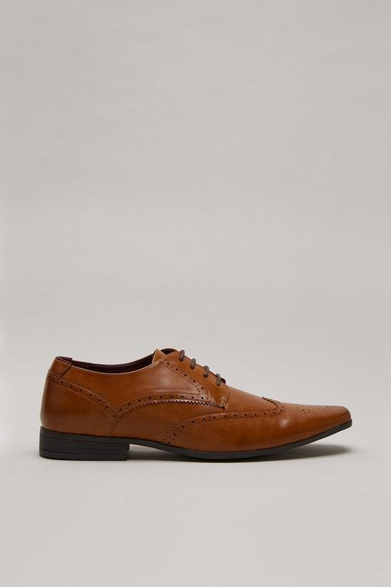 Burton Tan Leather Look Brogue Shoes 1