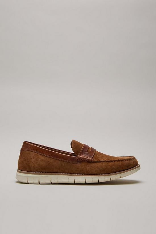 Burton Brown Suede Loafers With Sole Detail 1
