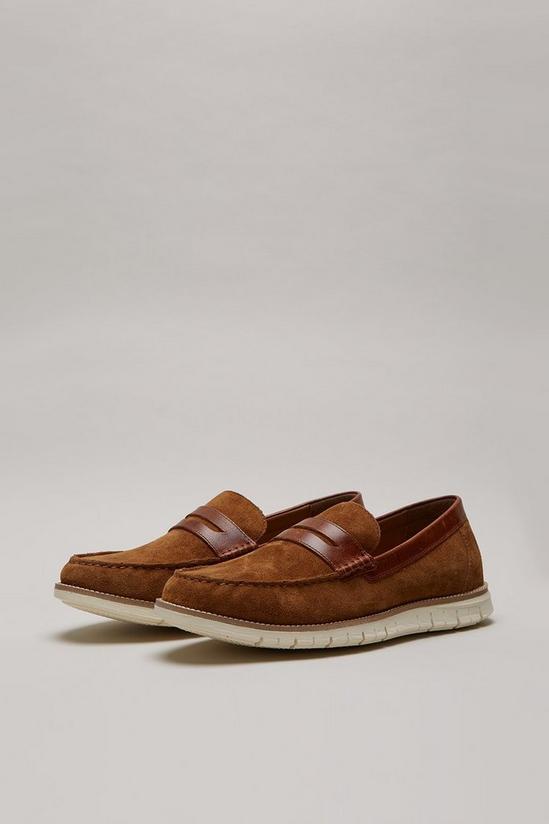 Burton Brown Suede Loafers With Sole Detail 2