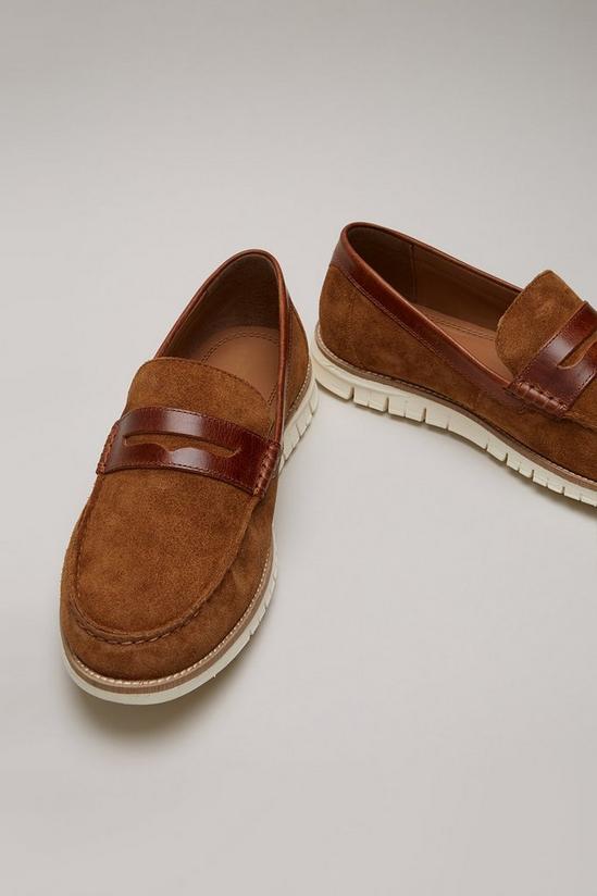 Burton Brown Suede Loafers With Sole Detail 4