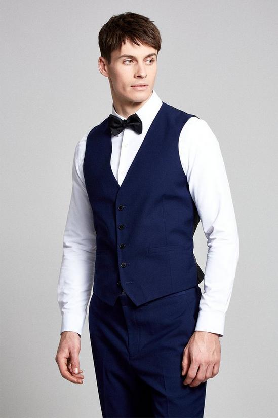 Burton Tailored Fit Navy Stretch Tuxedo Waistcoat 1