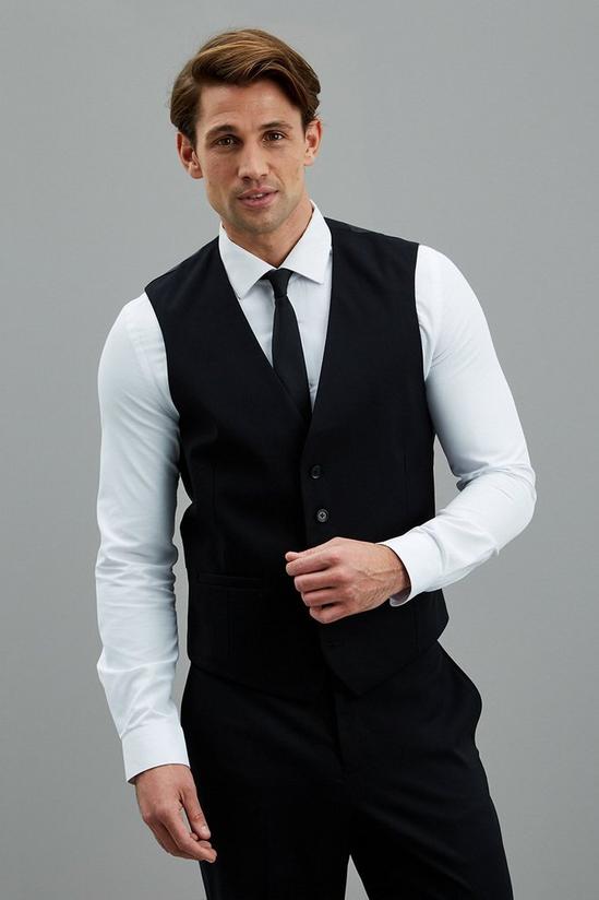 Burton Tailored Fit Black Stretch Tuxedo Waistcoat 1