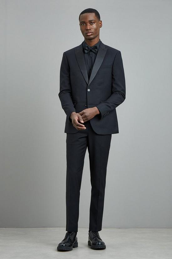 Burton Skinny Fit Black Stretch Tuxedo Suit trousers 2