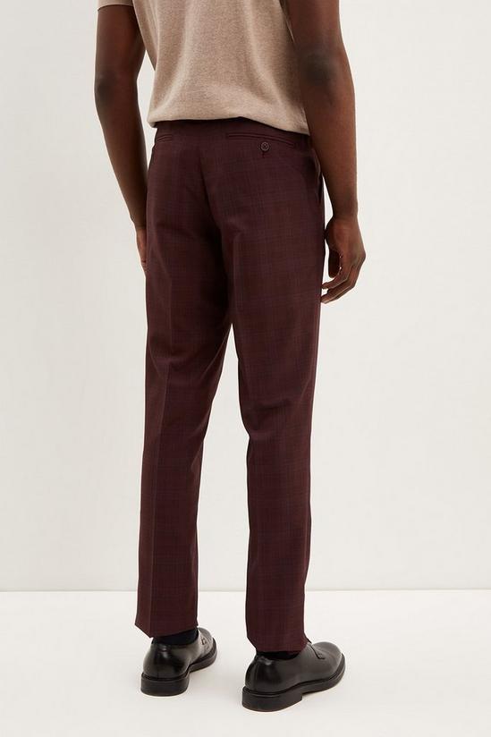 Burton Slim Fit Burgundy Check Smart Trousers 3